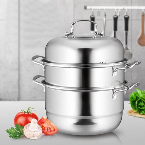28Cm - 3 Layer Stainless Steel Food Saucepan And Steamer Soup Pot -Silver. 28Cm - 3 Layer Stainless Steel Food Saucepan And Steamer Soup Pot -Silver.