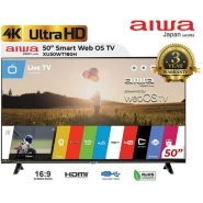 Aiwa 50-Inch UHD 4K Web OS Smart TV WS-508S, Frameless, Youtube, Netflix, Prime Video, USB, Bluetooth, HDMI, Inbuilt Free To Air Decoder - Black
