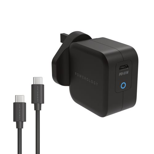 Power Powerology Ultra-Compact 61W PD Chargers - Type C - Black Power Powerology Ultra-Compact 61W PD Chargers - Type C - Black