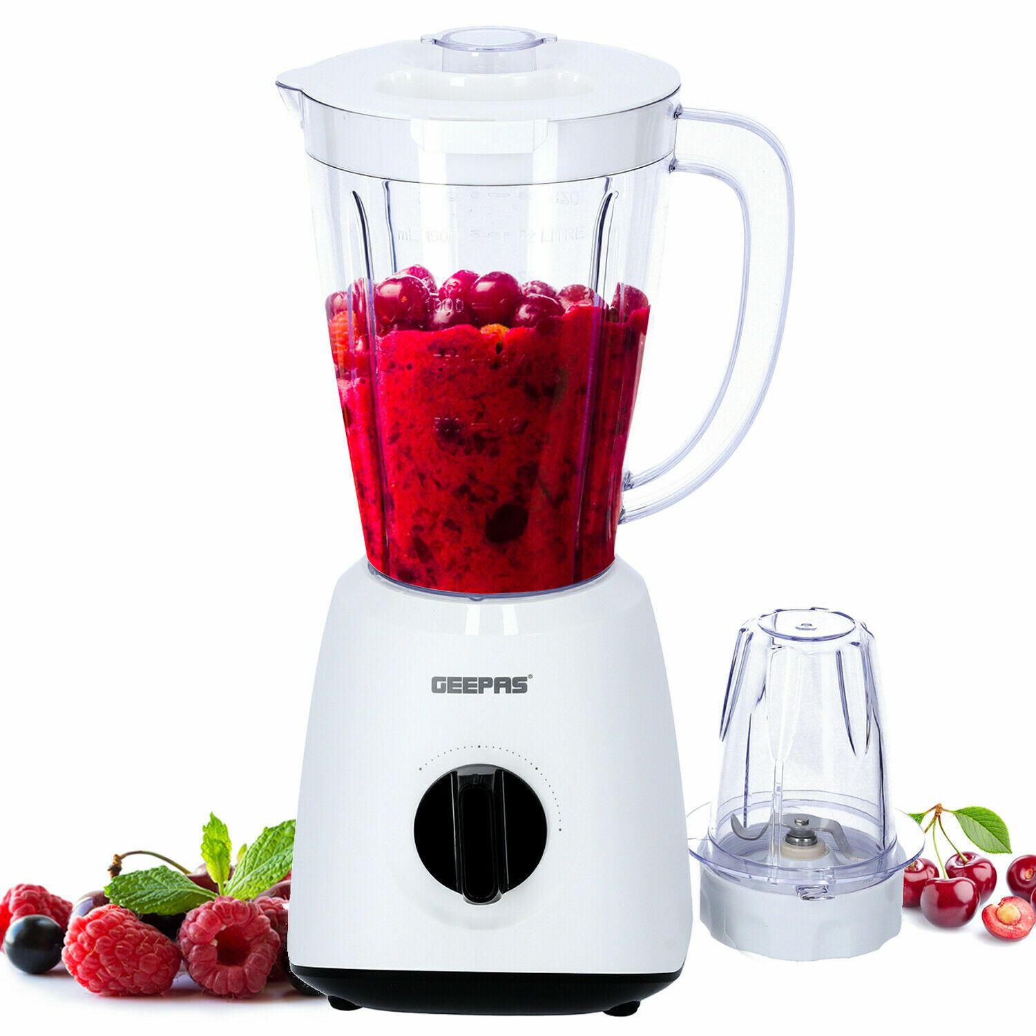 Geepas GSB44027 500W 2 in 1 Multifunctional Blender | Stainless Steel Blades, 2 Speed Control with Pulse | 1.5L Jar, Interlock Protection| Ice Crusher, Chopper, Coffee Grinder & Smoothie Maker Geepas GSB44027 500W 2 in 1 Multifunctional Blender | Stainless Steel Blades, 2 Speed Control with Pulse | 1.5L Jar, Interlock Protection| Ice Crusher, Chopper, Coffee Grinder & Smoothie Maker