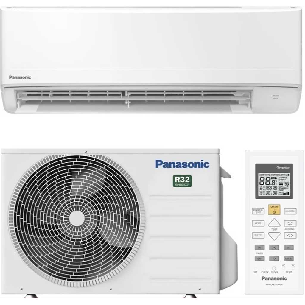 Panasonic 12000 BTU Wall Split Air Conditioner AC R410 Gas, Turbo Cooling, Dehumidification, Auto Restart, Eco Mode & Timer - White