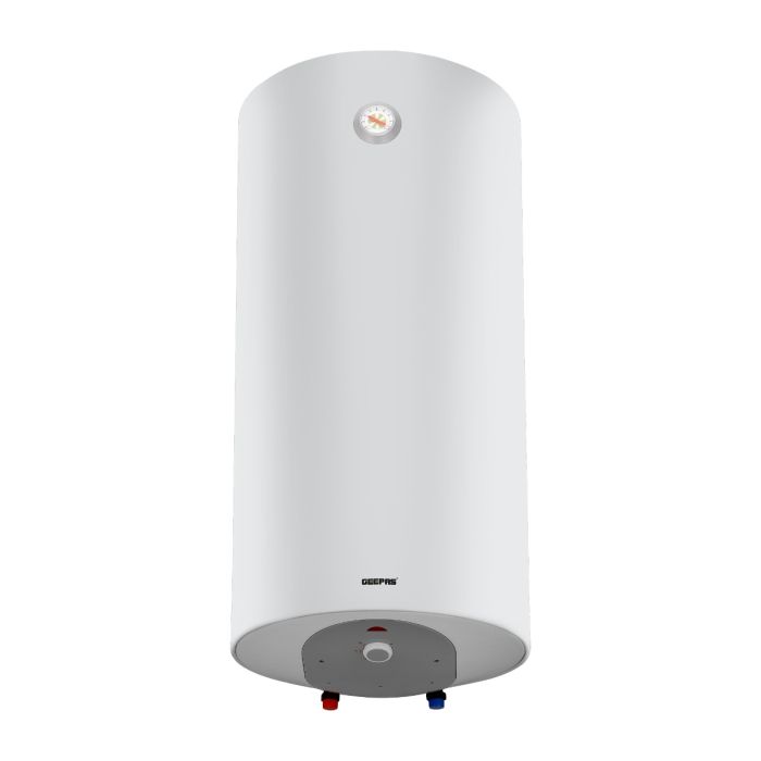 Geepas 100 - Liter Electric Water Heater 100 CVX - GSW61170/ Vertical Design, Instant Hot Water, For Bathroom, Shower, Faucet, Kitchen, Etc/ 15-75 Degree Celsius Temperature Range, Metal Body And Italian Powder Coated Inner Tank/ G Mark And ESMA Certified/ White Geepas 100 - Liter Electric Water Heater 100 CVX - GSW61170/ Vertical Design, Instant Hot Water, For Bathroom, Shower, Faucet, Kitchen, Etc/ 15-75 Degree Celsius Temperature Range, Metal Body And Italian Powder Coated Inner Tank/ G Mark And ESMA Certified/ White
