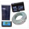 50W Solar Panel Kit + 24AH Solar Battery + 10AH Controller, 50M Cable Roll -Black