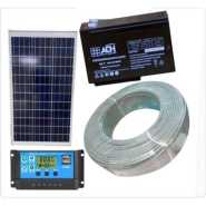 50W Solar Panel Kit + 24AH Solar Battery + 10AH Controller, 50M Cable Roll -Black