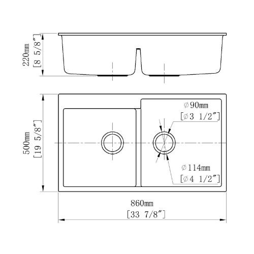 Newmatic-Double-Q86-Sink-Dimensions