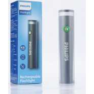 PHILIPS Portable Torch Light with Camping Light, 400LM LED Flashlight Rechargeable, 4 Lighting Mode, 150M Coverage, Anti-Drop Handheld Flash Light for Home, Camping, Hiking, Emergency(Gray)