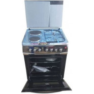 Besto Two Gas + Two Electric Upright Oven, 60x60cm – Silver/Black Combo Cookers