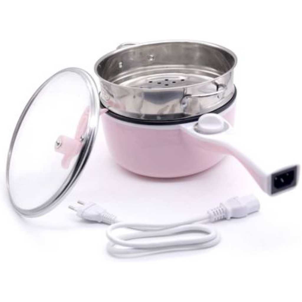 Electric Steaming, Boiling, Frying Pan Saucepans,1.6 Litres-Pink