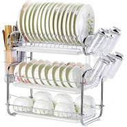3 Tier Stainless Steel Dish Draining Rack – Silver Dish Racks