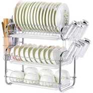 3 Tier Stainless Steel Dish Draining/Drying Rack - Silver