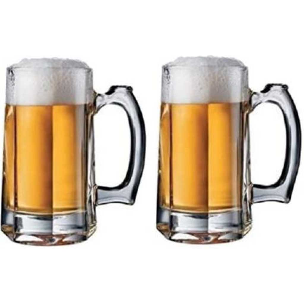 2 Pieces Of Heavy Glass Beer Glasses-Colorless