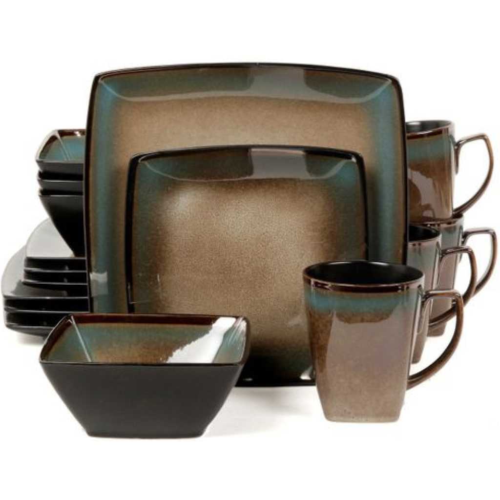 24 Piece Square Dinner Set - Dirty Blue