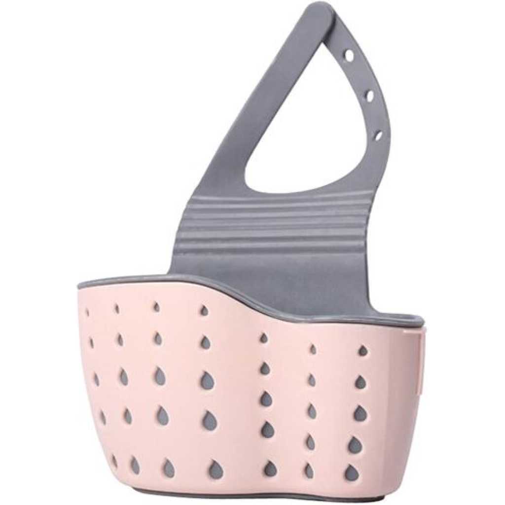 Kitchen Sink Hanging Soap Dish,Sponge Drainer Storage Basket Holder,Pink