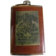 Jack Daniel’S 9 Oz Stainless Steel/Leather Hip Flask, Pocket Bottle-Brown
