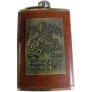 Jack Daniel'S 9 Oz Stainless Steel/Leather Hip Flask, Pocket Bottle-Brown