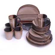 24 Piece Dinner Set - Brown