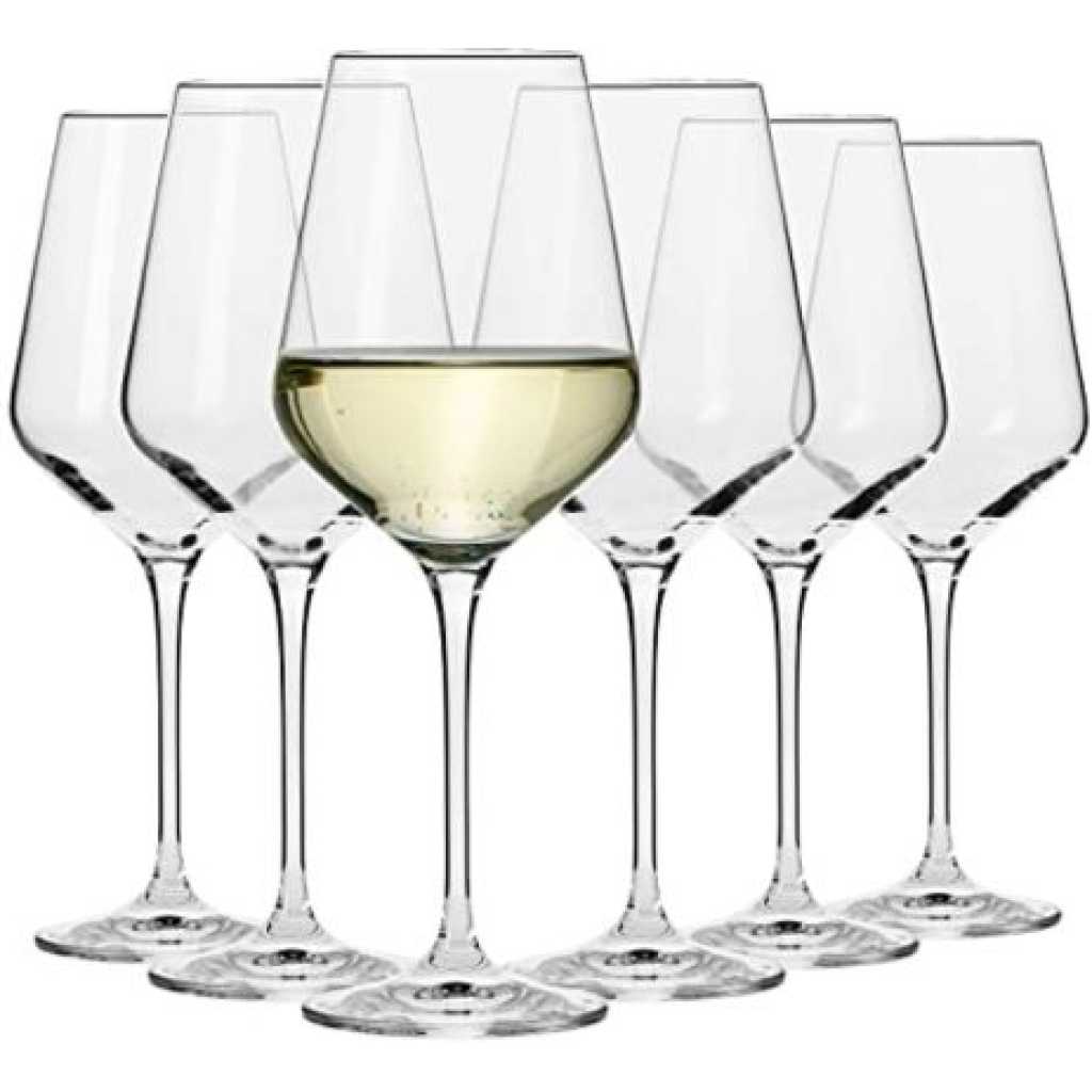 Diamond Stem Wine Glasses- 6 Pieces,Colorless