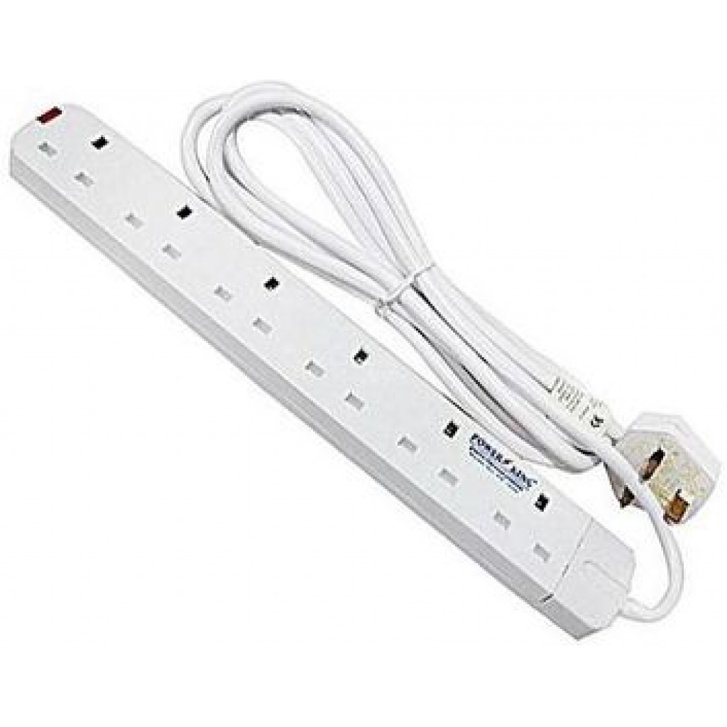 Power King 6 Ways Extension Cable- 3 Meter - White