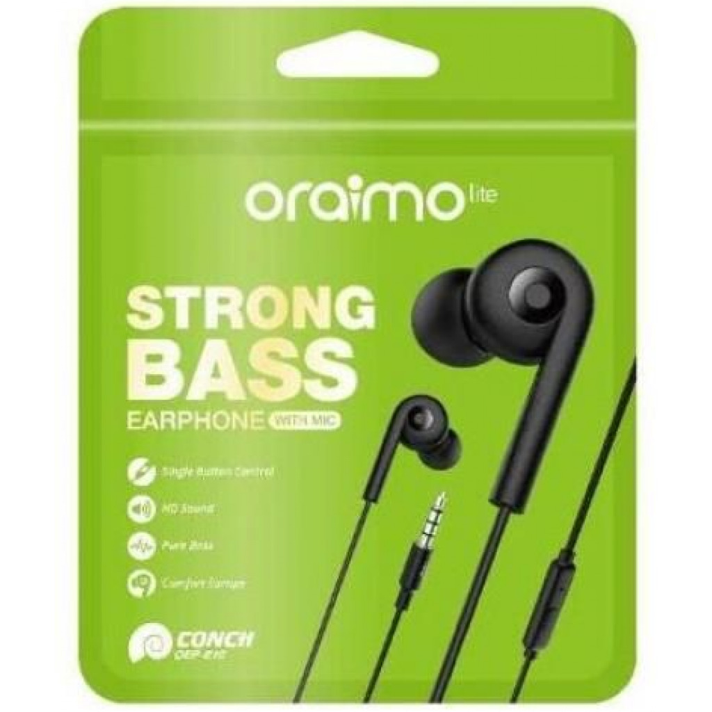 Oraimo OEP-E10 Strong Bass Earphones With Mic - Black