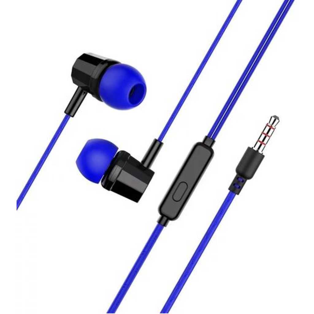 J69 In Ear Sports Earphones Wired Headphones With Microphone-Blue