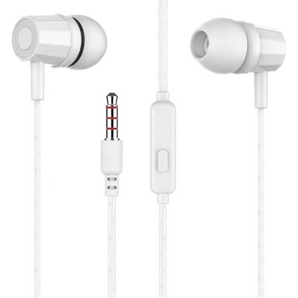 J69 In Ear Sports Earphones Wired Headphones With Microphone-White