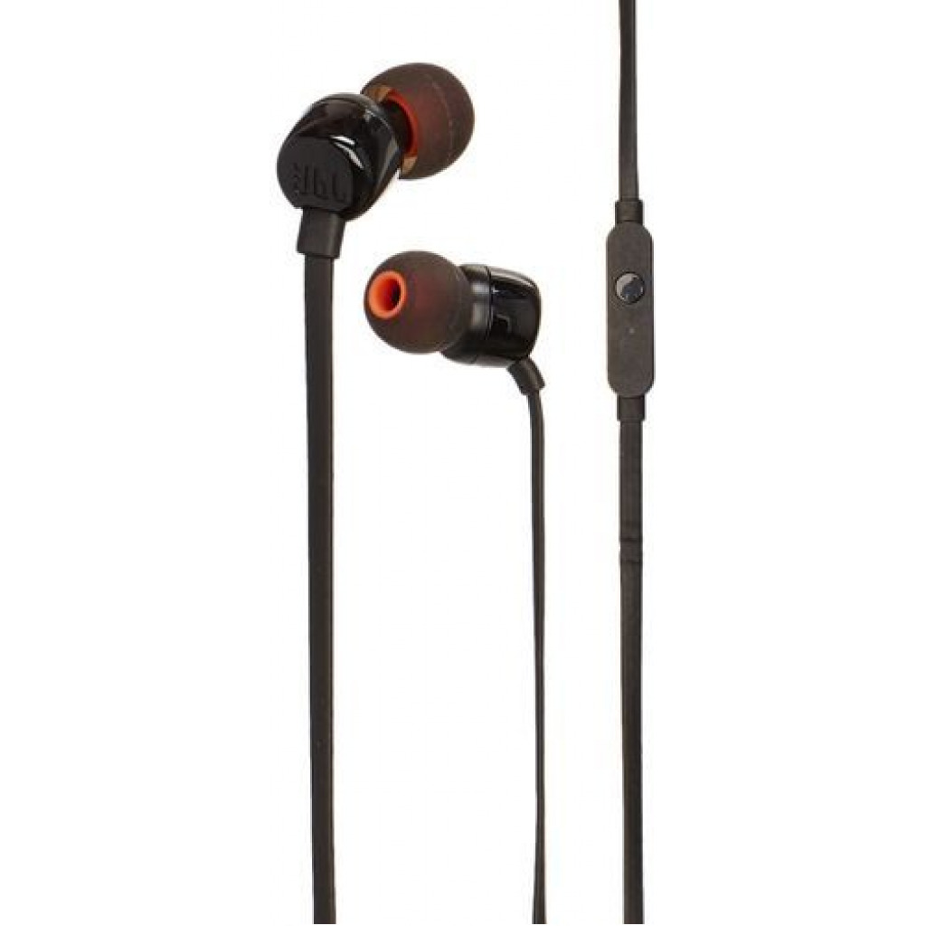 JBL T110 Headsets, Wired In-Ear Headphones With JBL Pure Bass Sound, Earphones By Herman - Black