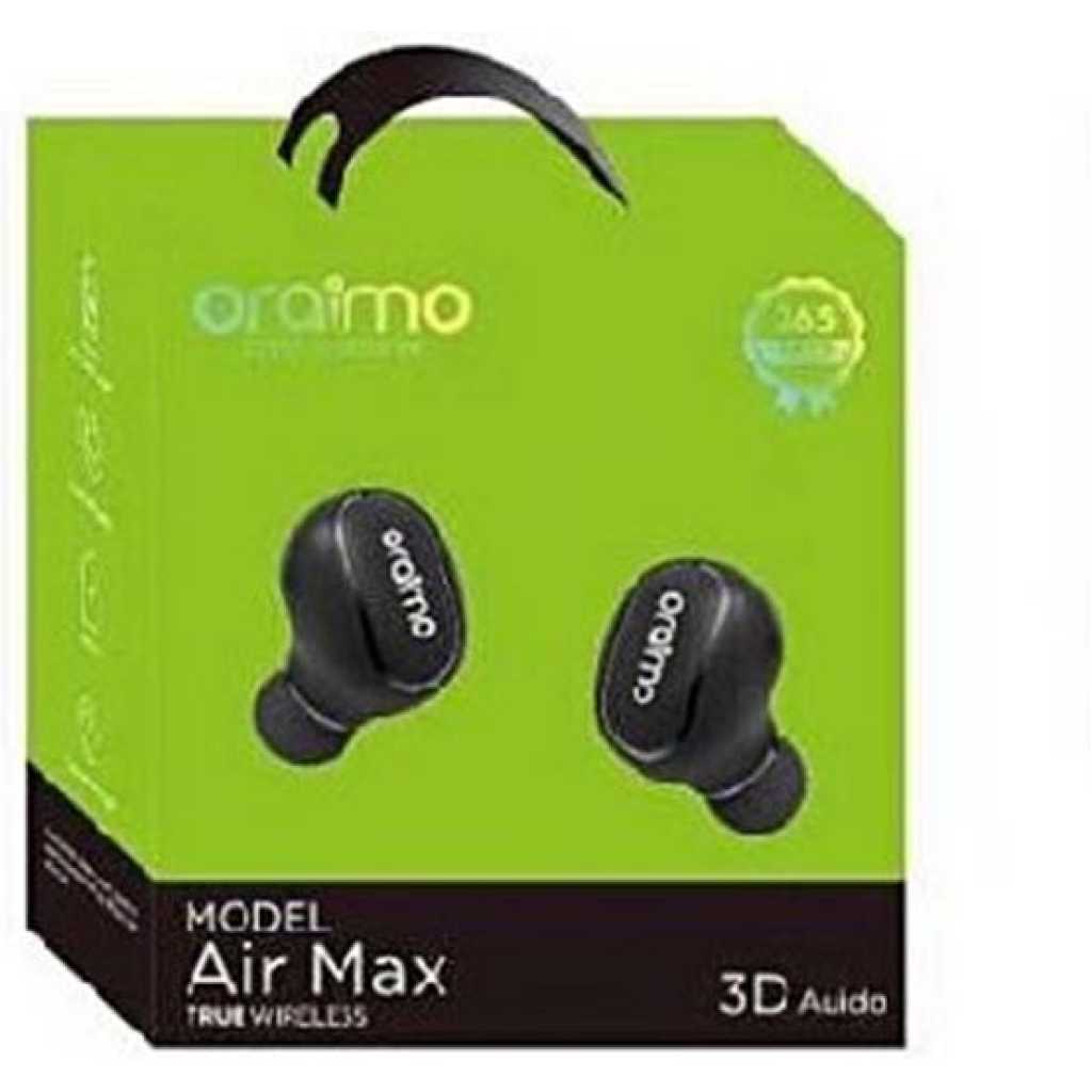 Oraimo Air Max True Wireless 3D Audio Stylish Earphones Earbuds-Black