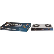 Electro Master Stainless Steel Double Burner Gas Stove - Silver