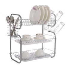 3 Tier Stainless Steel Dish Draining/Drying Rack - Silver