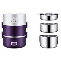 3 Layer 2Litre Portable Electric Lunch Box -Purple Lunch Boxes