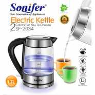 Sonifer 1.7 Litre Glass Electric Kettle - Silver