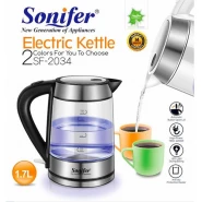 Sonifer 1.7 Litre Glass Electric Kettle - Silver