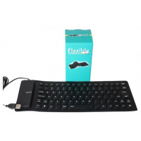 Flexible USB Silicone Gel Full-Sized Keyboard - Black