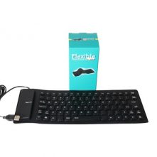 Flexible USB Silicone Gel Full-Sized Keyboard - Black