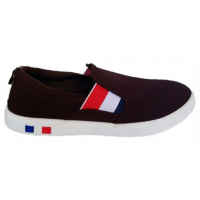 Rock Men's Slip-On Plimsolls - Brown, White