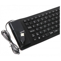 Flexible USB Silicone Gel Full-Sized Keyboard - Black