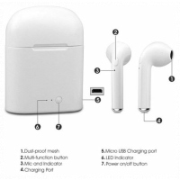 i7S - Double Bluetooth Earbuds - Earphones - White