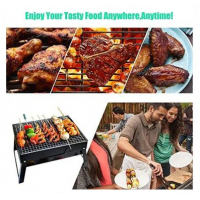 BBQ Portable & Foldable Charcoal Barbecue Grill - Black