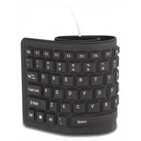 Flexible USB Silicone Gel Full-Sized Keyboard - Black