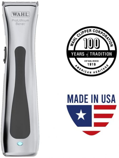 Wahl Professional Beret Lithium Ion Trimmer, 0.4 cutting length, 4 Guide Combs (2.5 mm-11 mm), 6000 Rpm, 75 min run time, Great for Barbers and Stylists, Silver