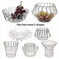 7in1 Adjustable Fruit Basket Multipurpose Storage Organizer, Silver