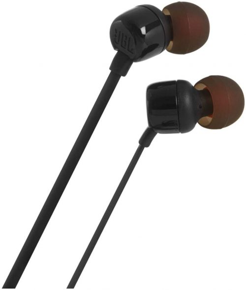 JBL T110 Headsets, Wired In-Ear Headphones With JBL Pure Bass Sound, Earphones By Herman - Black