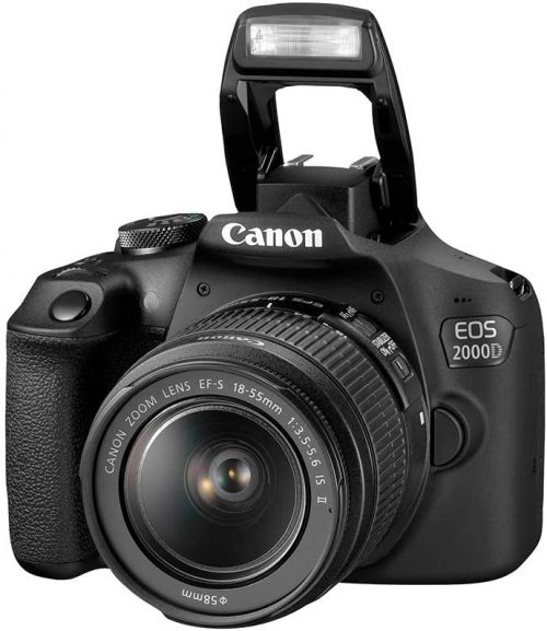 Canon EOS 2000D DSLR Camera and EF-S 18-55 mm f/3.5-5.6 IS III Lens, Black