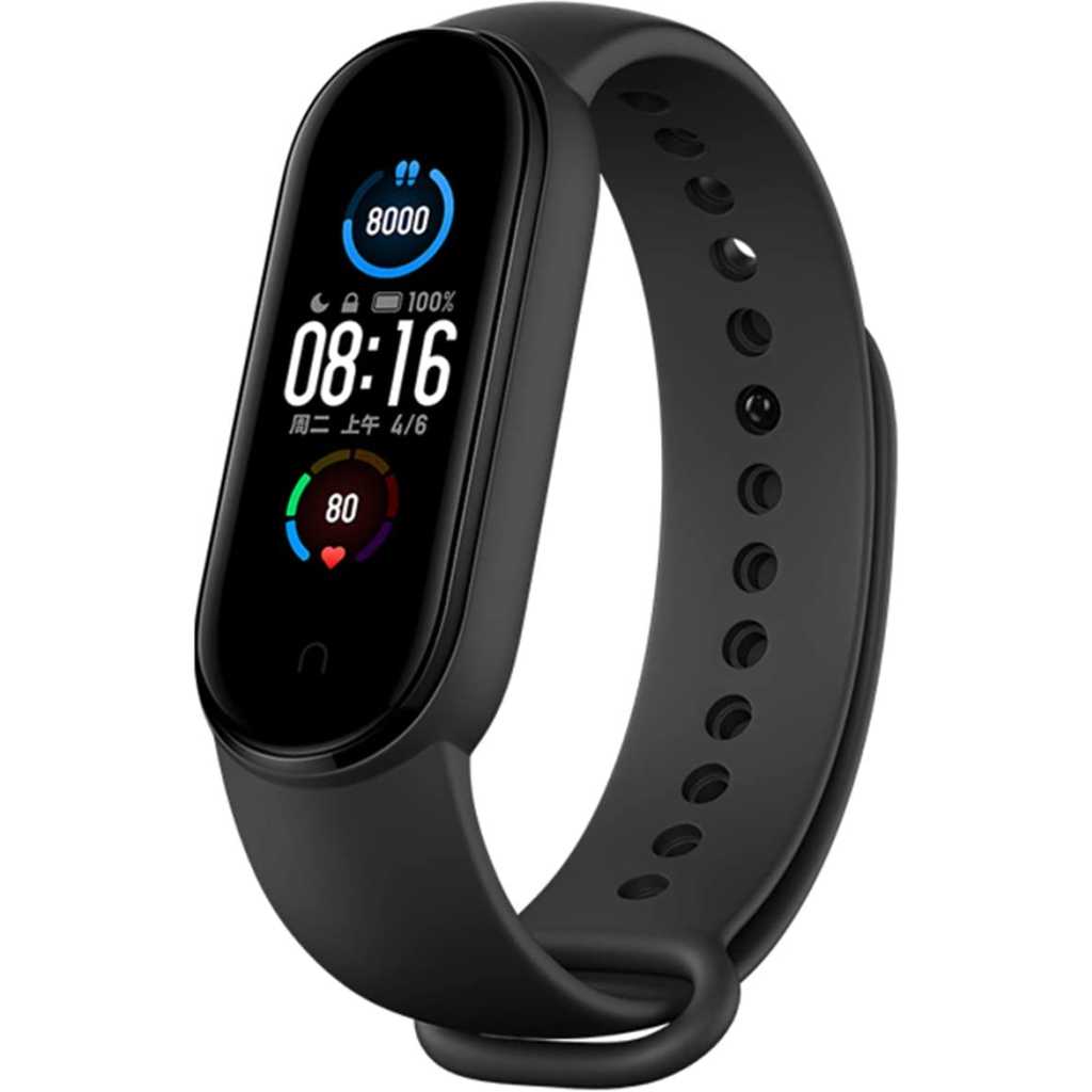 Xiaomi Mi Band 5 Black Health and Fitness Tracker, Upto 14 Days Battery, Heart Rate Monitor, Sleep Tracker, Activity Tracker, 5ATM 50 m Water Resistance and Swimming Tracking, Pedometer, Sleep Counter