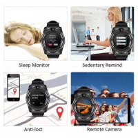 V8 Round Screen Bluetooth Smart Watch With Sim Toolkit - Black