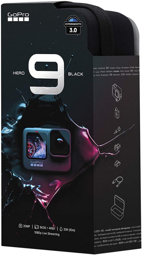 GoPro HERO9 Black - Waterproof Action Camera with Front LCD and Touch Rear Screens, 5K Ultra HD Video, 20MP Photos, 1080p Live Streaming, Webcam, Stabilization