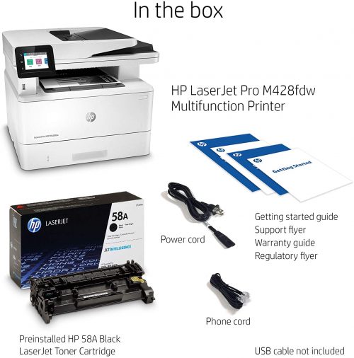 HP LaserJet Pro M428fdw Printer, Multifunction M428fdw Wireless Laser High Speed Smart Business Printer - White