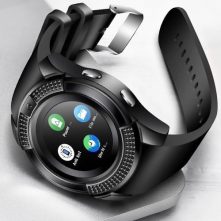 V8 Round Screen Bluetooth Smart Watch With Sim Toolkit - Black