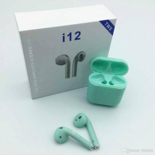 Green i12 TWS Earbuds, Wireless Bluetooth 5.0 Headphone Touch Earphone Stereo Headphone with 300mAh Charge Box