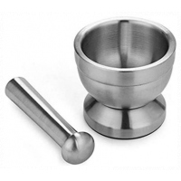 Stainless Steel Mortar and Pestle/Spice Grinder, Silver